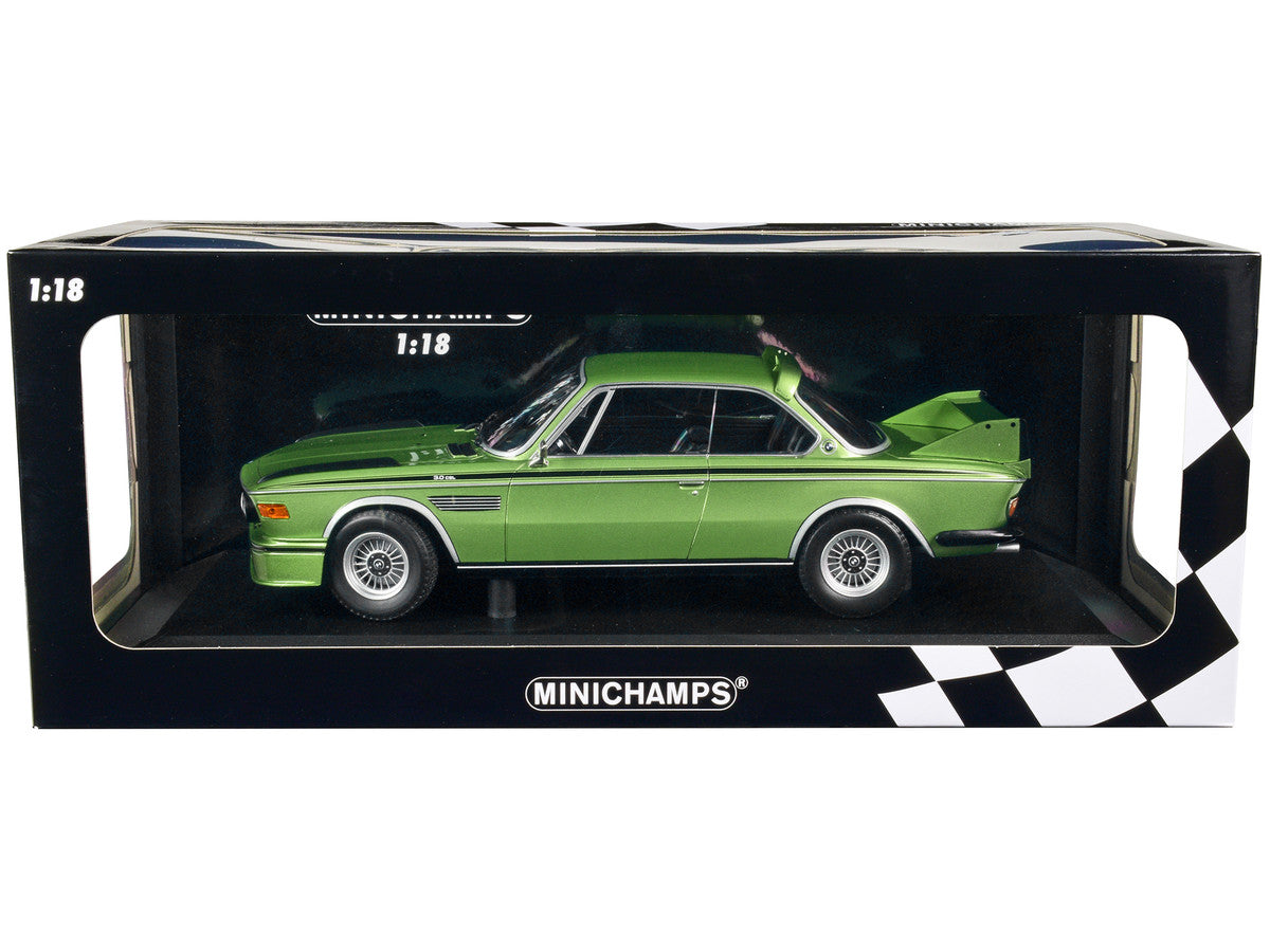 1973 BMW 3.0 CSL Green Metallic with Black Stripes Limited Edition to 450 pieces Worldwide 1/18 Diecast Model Car by Minichamps-0