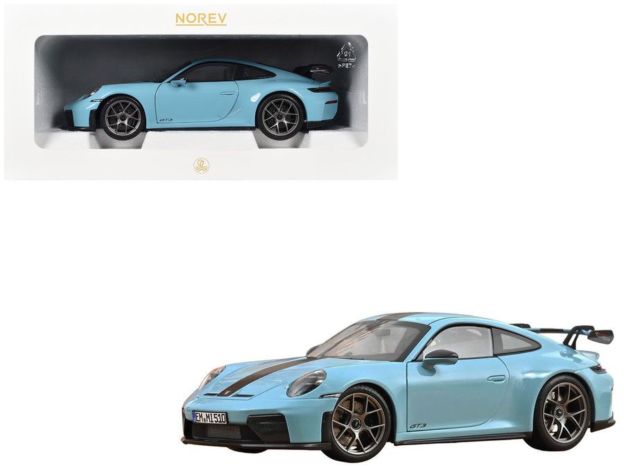 2025 Porsche 911 GT3 with Weissach Pack Gulf Blue w 1/18 Diecast by Norev