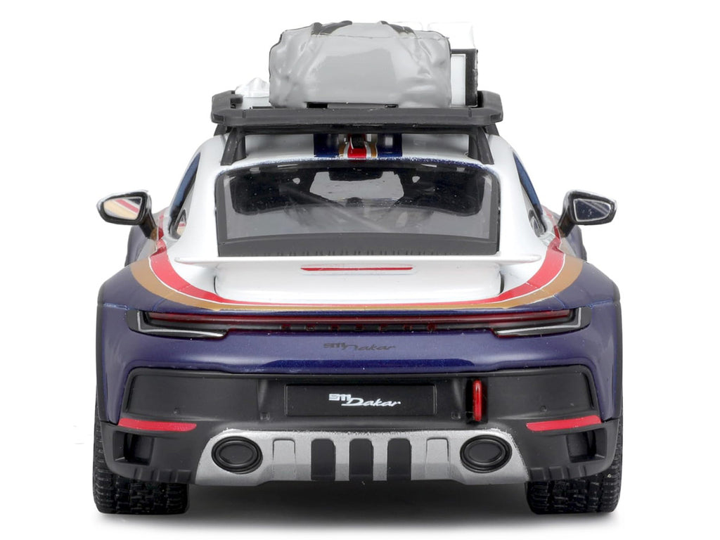 Porsche 911 Dakar #953 "Roughroads Porsche" Blue and White with Stripes and Roof Rack "Race" Series 1/24 Diecast Model Car by Bburago-2