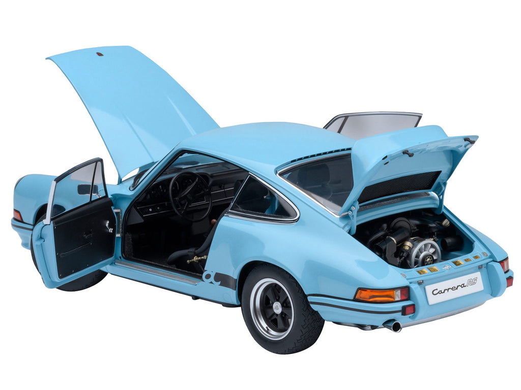 Porsche 911 Carrera 2.7 RS Gulf Blue with Black Stripes and Wheels 1/18 Model Car by Autoart-0