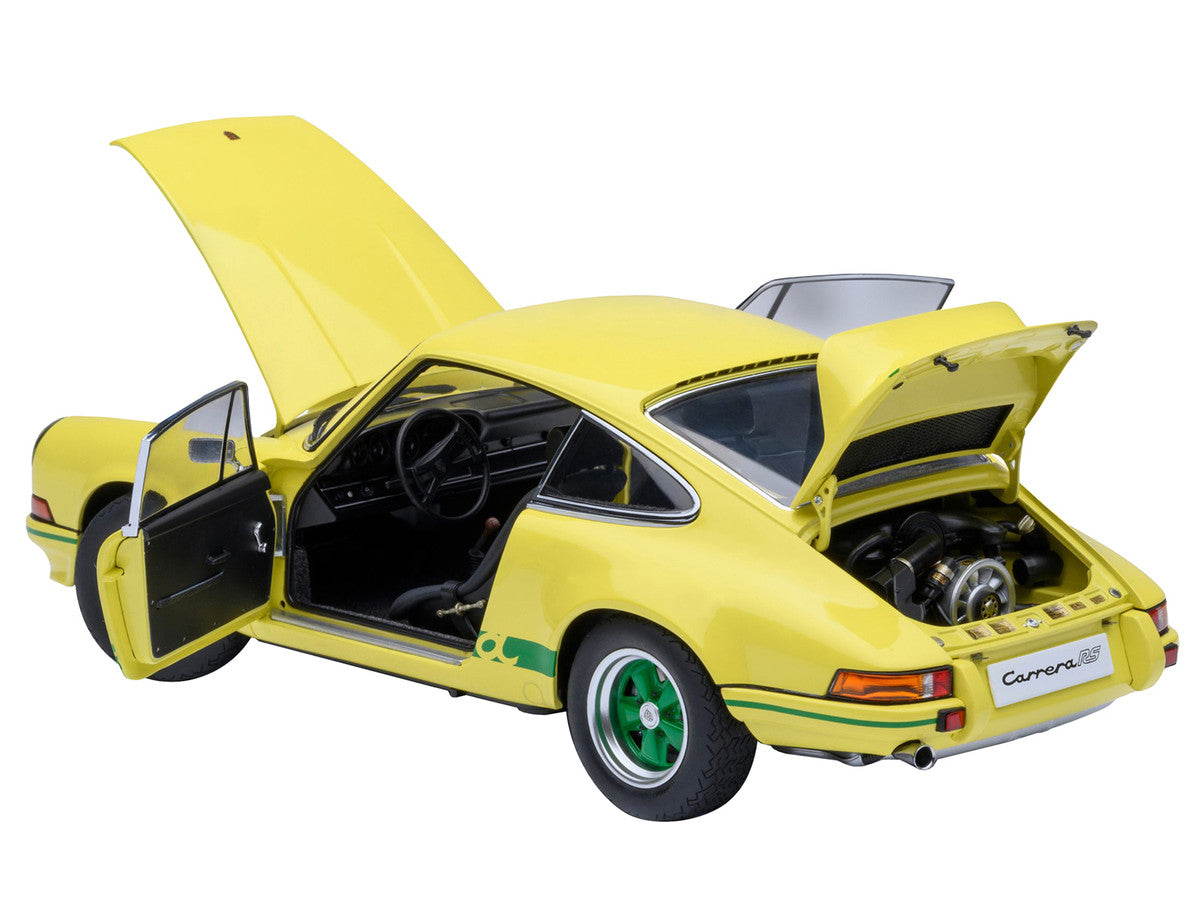 Porsche 911 Carrera 2.7 RS Light Yellow with Green Stripes and Wheels 1/18 Model Car by Autoart-0