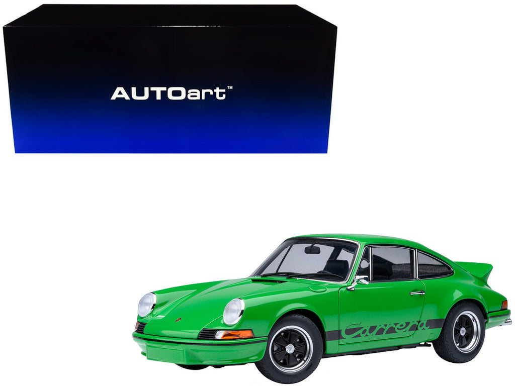Porsche 911 Carrera 2.7 RS Viper Green with Black Stripes and Wheels 1/18 Model Car by Autoart-4