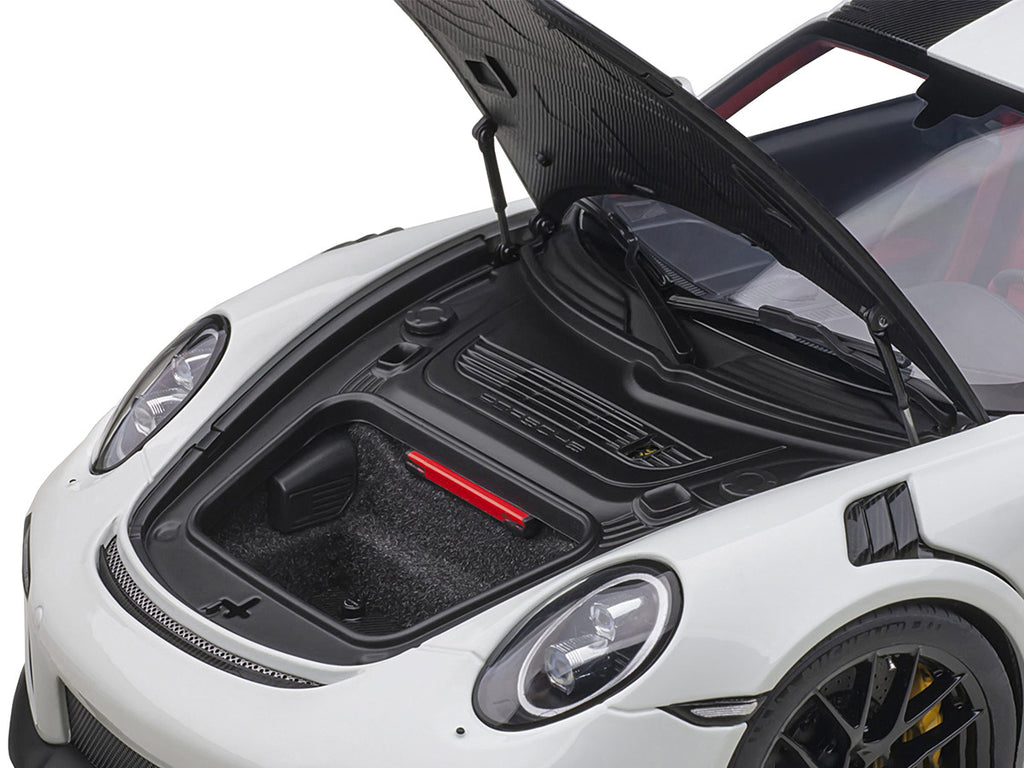 Porsche 911 (991.2) GT2 RS Weissach Package White with Carbon Stripes 1/18 Model Car by Autoart-2