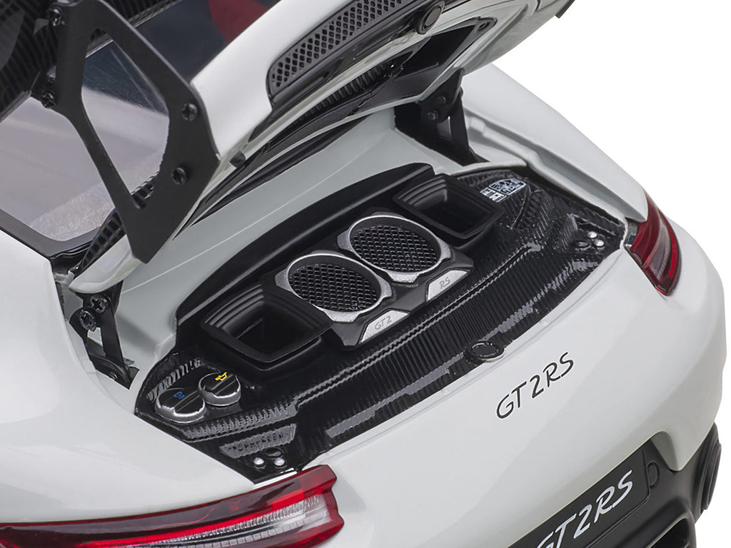 Porsche 911 (991.2) GT2 RS Weissach Package White with Carbon Stripes 1/18 Model Car by Autoart-3
