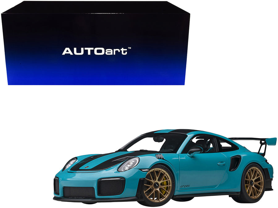 Porsche 911 (991.2) GT2 RS Weissach Package Miami Blue 1/18 Model Car by Autoart