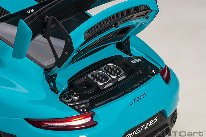 Porsche 911 991.2 GT2 RS w/ Weissach Pkg Miami Blue 1:18 by AUTOart