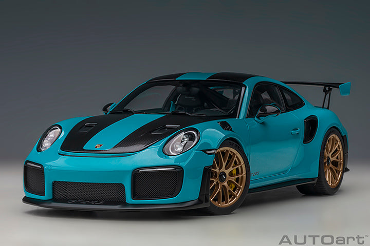 Porsche 911 991.2 GT2 RS w/ Weissach Pkg Miami Blue 1:18 by AUTOart