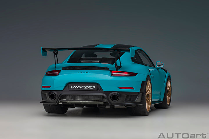 Porsche 911 991.2 GT2 RS w/ Weissach Pkg Miami Blue 1:18 by AUTOart