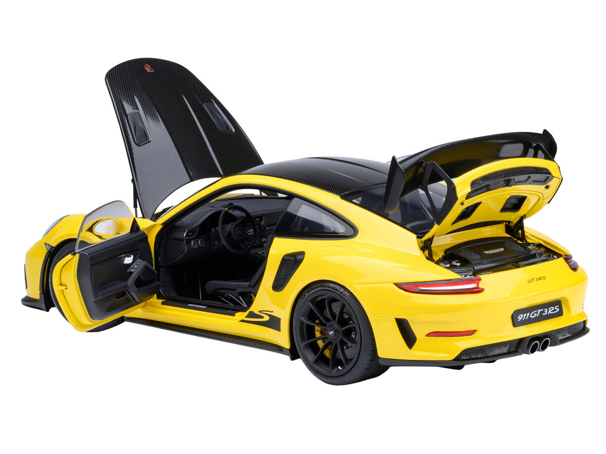 Porsche 911 (991.2) GT3 RS Weissach Racing Yellow with Carbon Hood and Top 1/18 Model Car by Autoart