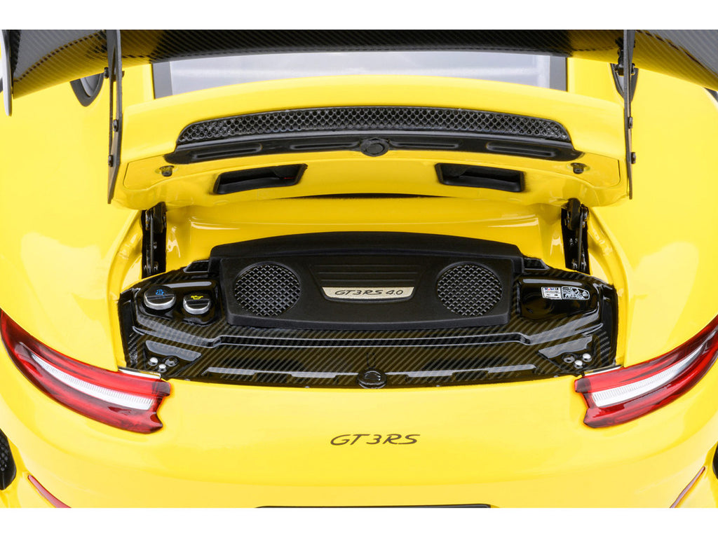Porsche 911 (991.2) GT3 RS Weissach Racing Yellow with Carbon Hood and Top 1/18 Model Car by Autoart