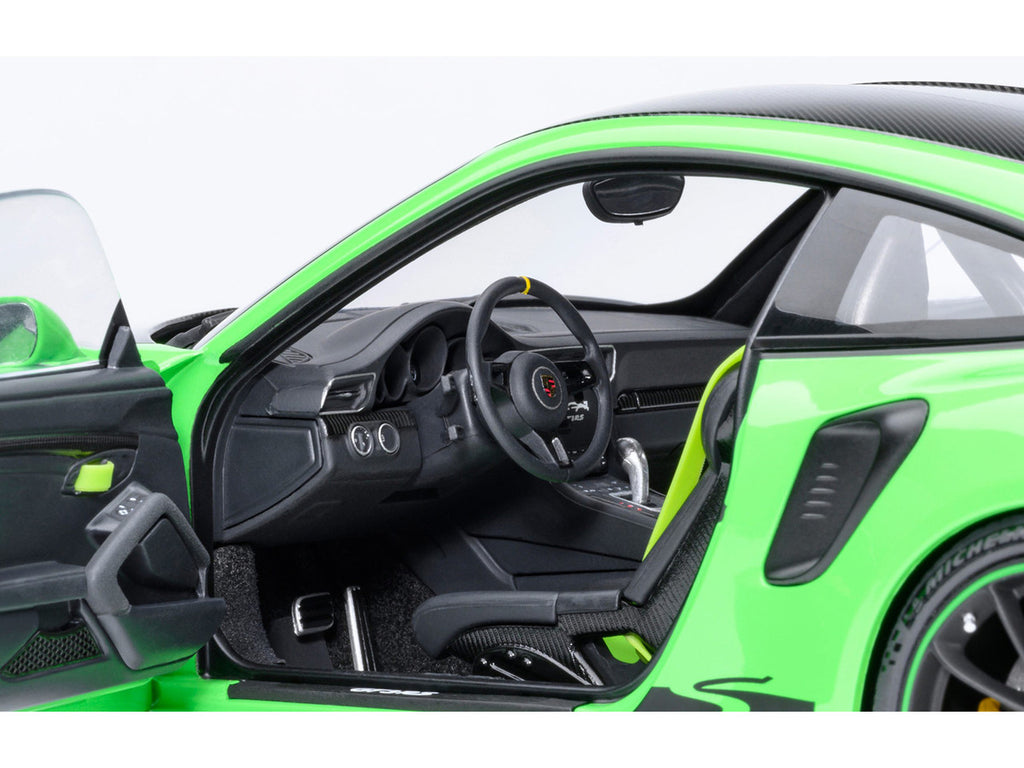 Porsche 911 (991.2) GT3 RS Weissach Lizard Green with Carbon Hood and Top 1/18 Model Car by Autoart