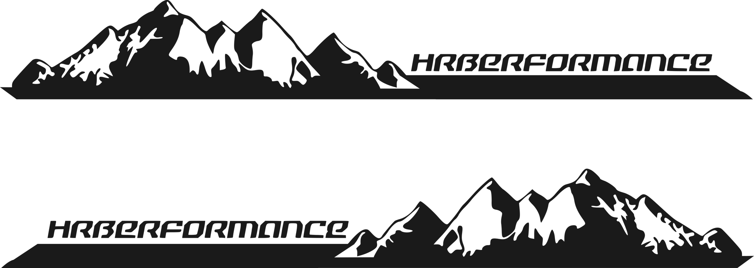 Two mountain-themed decals with 'Hrberformance' branding on a white background.