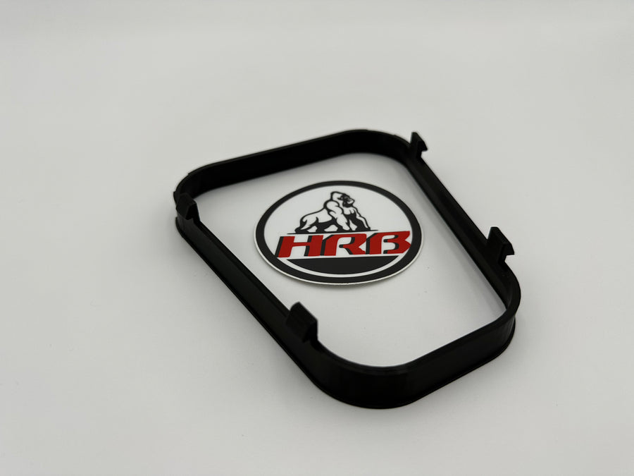 Black frame with 'HRB' logo on a gray background