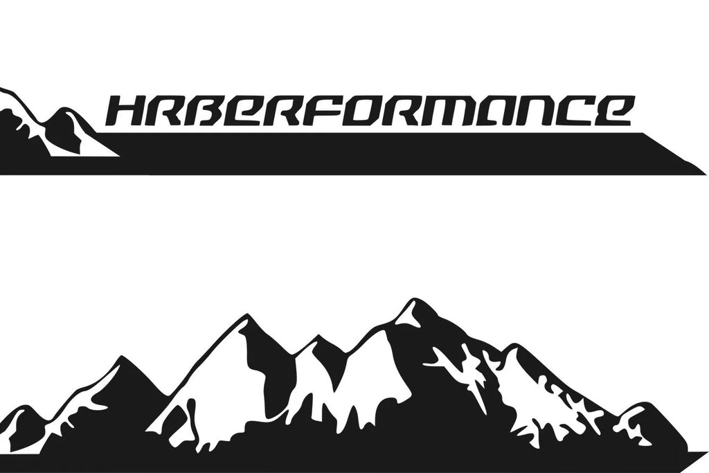 Mountain design with 'Hrberformance' text on a white background