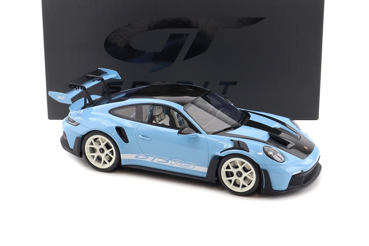 Porsche 911 992 GT3 RS w/ Weissach Pkg Gulf Blue w/ White Wheels & Deco 1:12 GT Spirit