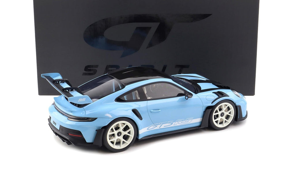 Porsche 911 992 GT3 RS w/ Weissach Pkg Gulf Blue w/ White Wheels & Deco 1:12 GT Spirit