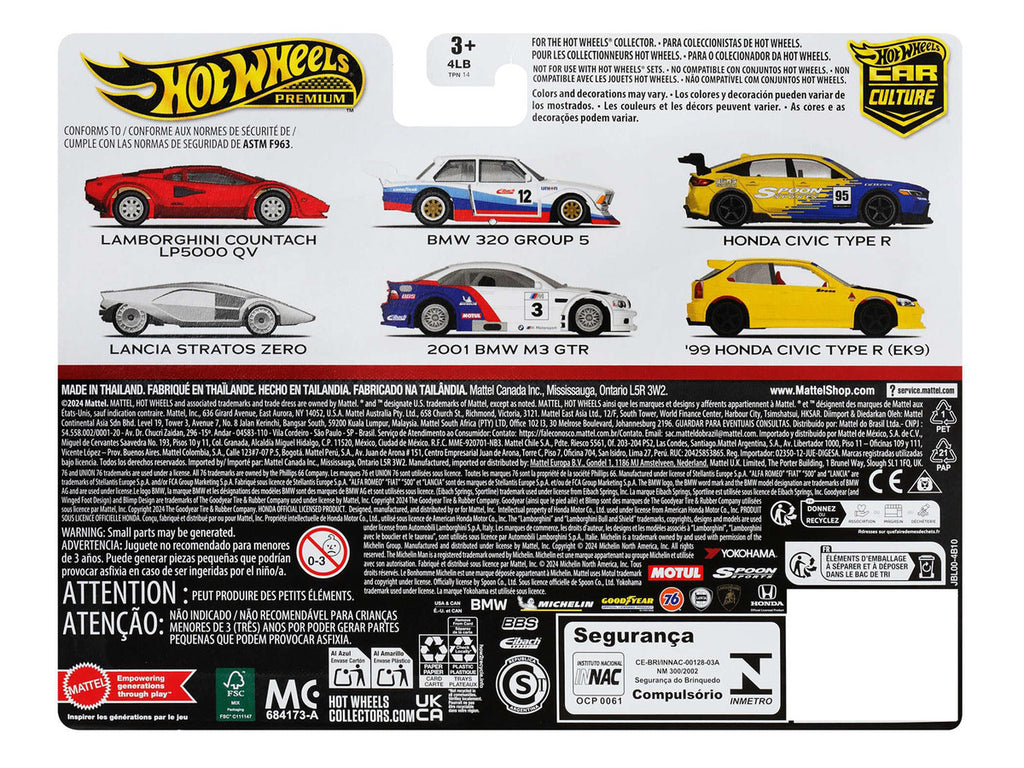 BMW 320 Group 5 #12 White with Stripes and 2001 BMW M3 GTR #3 White with Stripes "Car Culture" Set of 2 Cars Diecast Model Cars by Hot Wheels-1