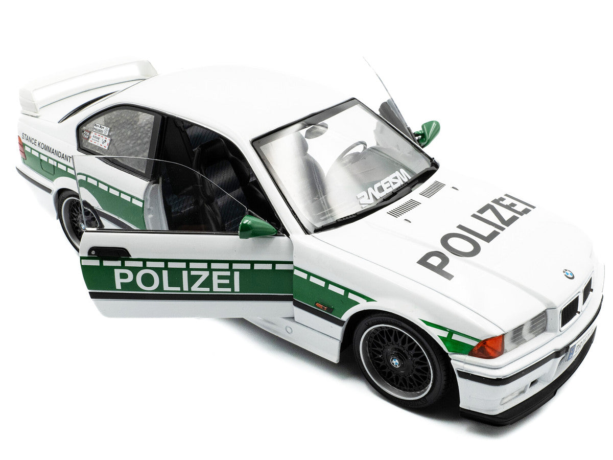 1991 BMW E36 M3 Custom "Drift Polizei" White with Green Stripes 1/18 Diecast Model Car by Solido-3