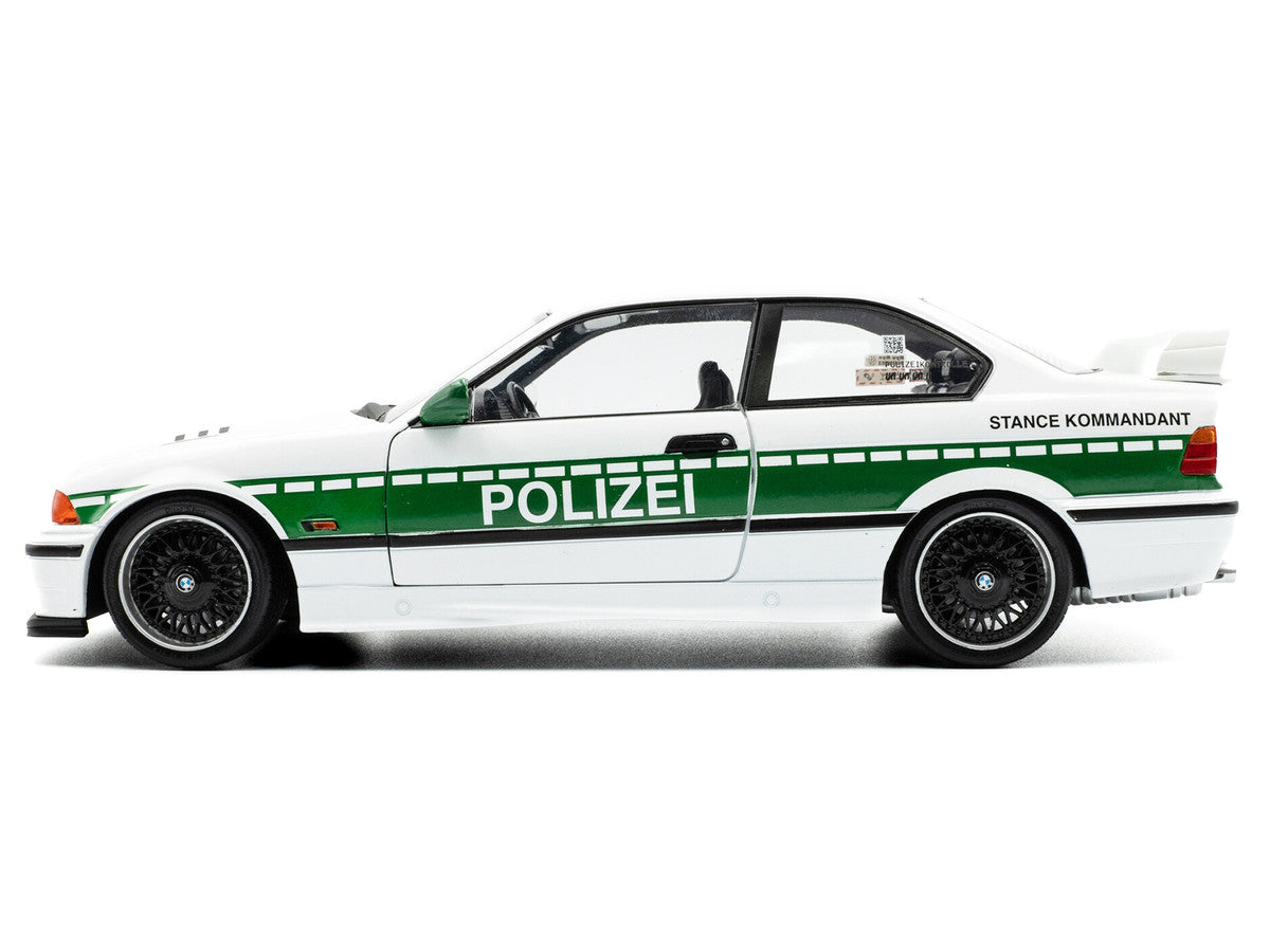 1991 BMW E36 M3 Custom "Drift Polizei" White with Green Stripes 1/18 Diecast Model Car by Solido-0