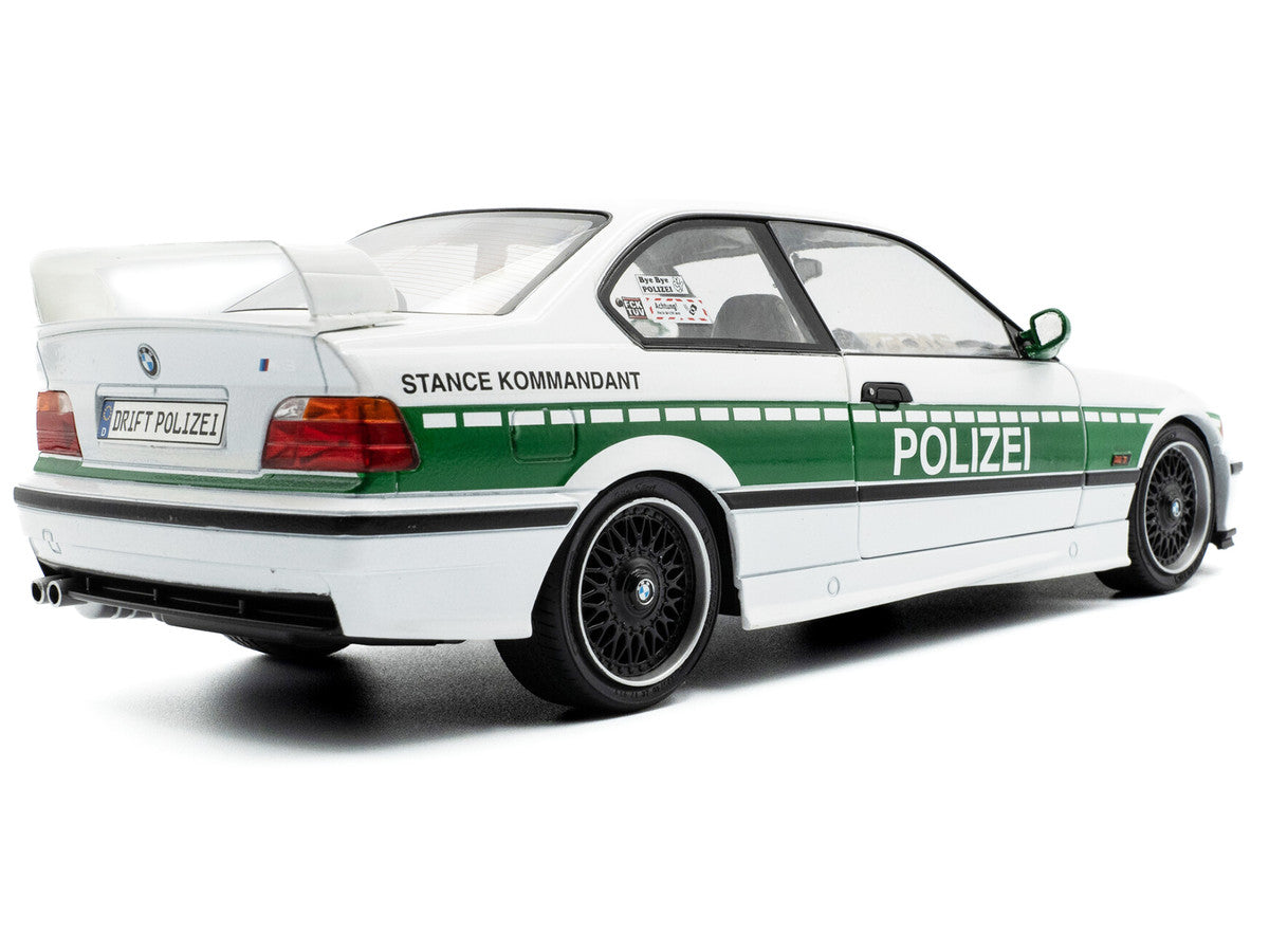 1991 BMW E36 M3 Custom "Drift Polizei" White with Green Stripes 1/18 Diecast Model Car by Solido-2