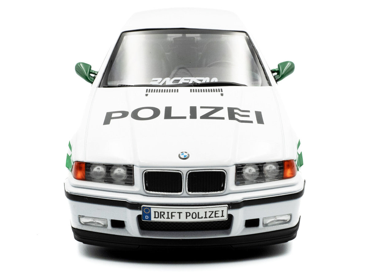 1991 BMW E36 M3 Custom "Drift Polizei" White with Green Stripes 1/18 Diecast Model Car by Solido-1