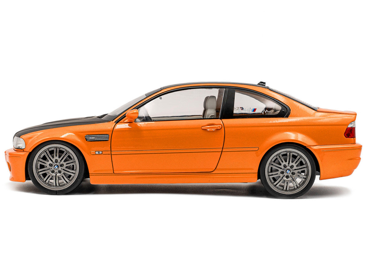 2000 BMW E46 M3 "Solido Works" Orange Metallic with Matt Black Hood and Carbon Top 1/18 Diecast Model Car by Solido-0
