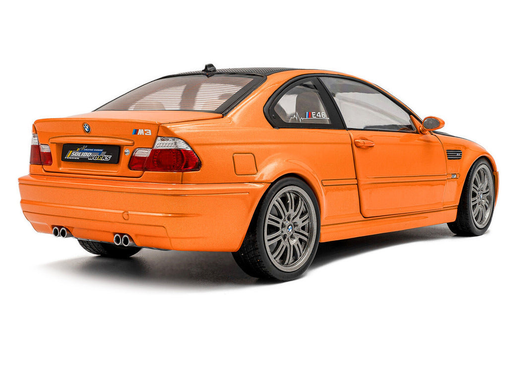 2000 BMW E46 M3 "Solido Works" Orange Metallic with Matt Black Hood and Carbon Top 1/18 Diecast Model Car by Solido-2